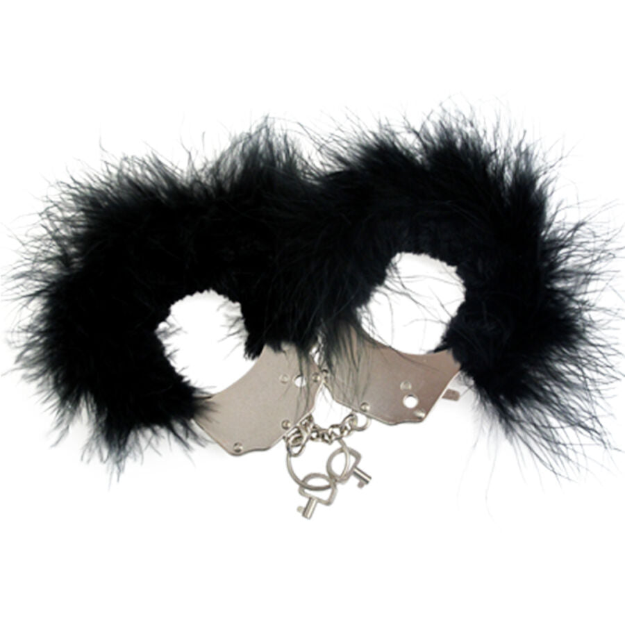 Adrien Lastic - Metal Handcuffs with Black Feathers – Bondage Handcuffs