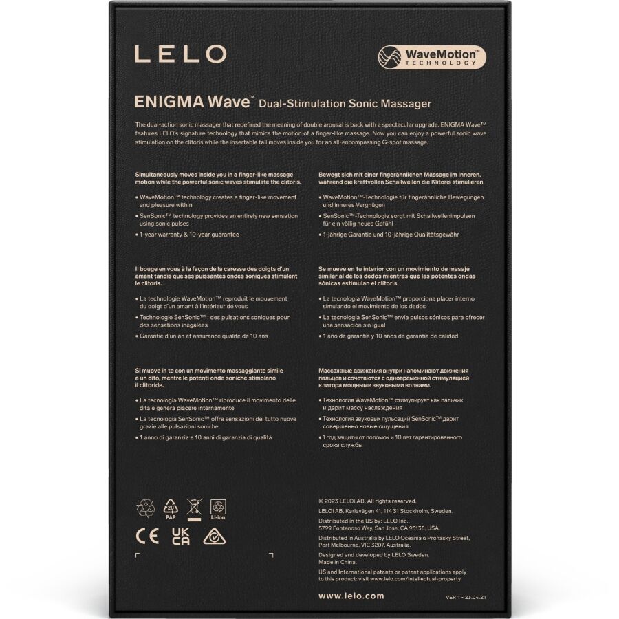 LELO - Enigma Wave, Massajador de Vibração Tripla, Preto