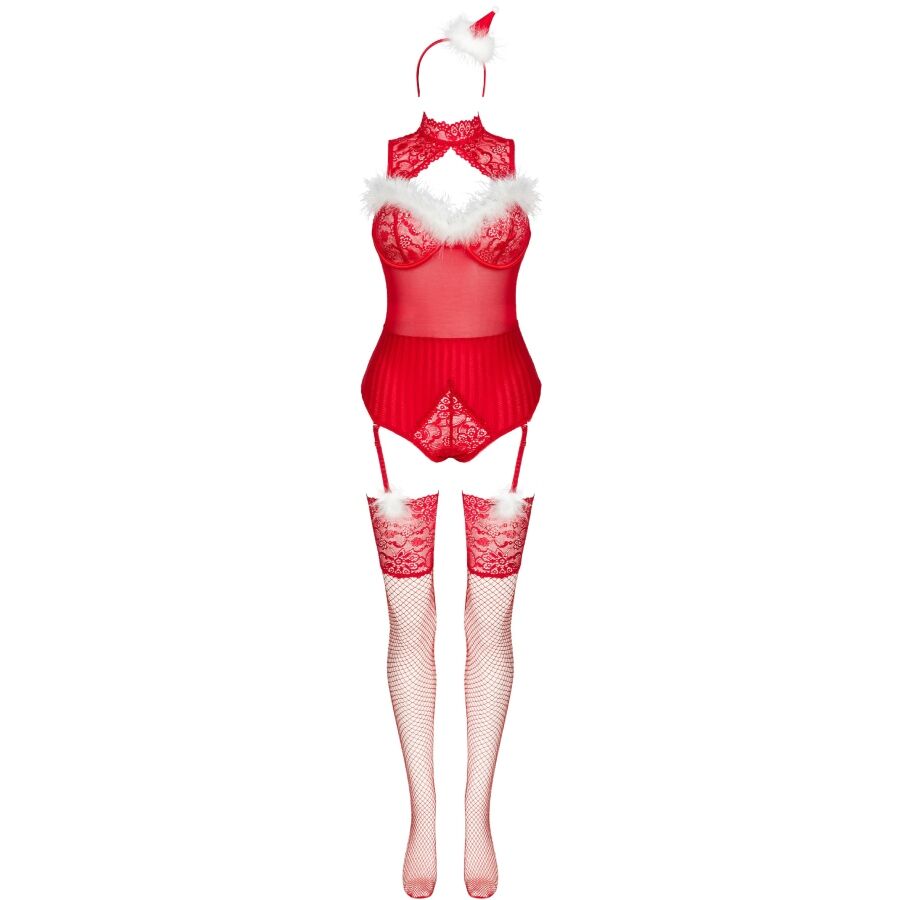 Livco Corsetti Fashion - Limpid Snowflakes Lc Body + Stockings + Christmas Headband S/m