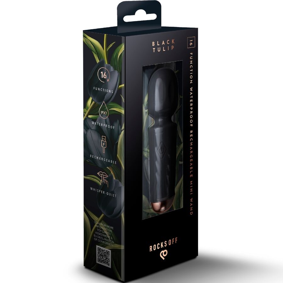 Rocks - Off - Mini Rechargeable Wand 16 Functions Black Tulip