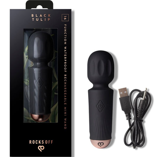 Rocks - Off - Mini Rechargeable Wand 16 Functions Black Tulip