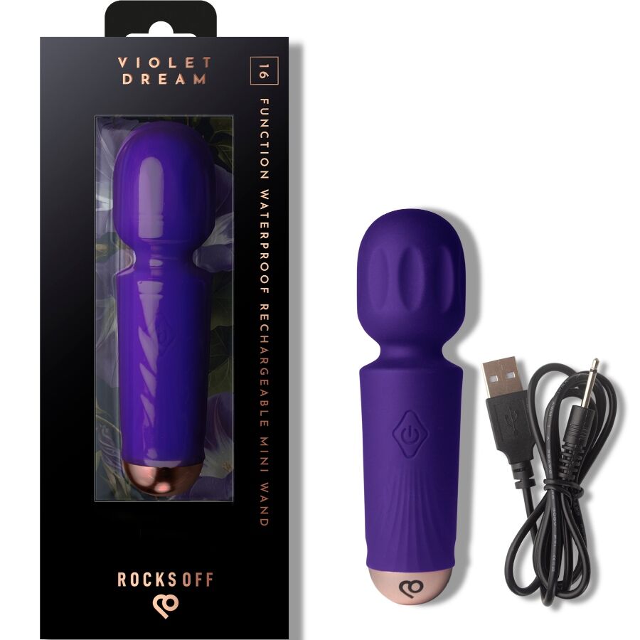 Rocks-Off - Mini Rechargeable Wand 16 Functions Violet Dream – Wand Vibrator