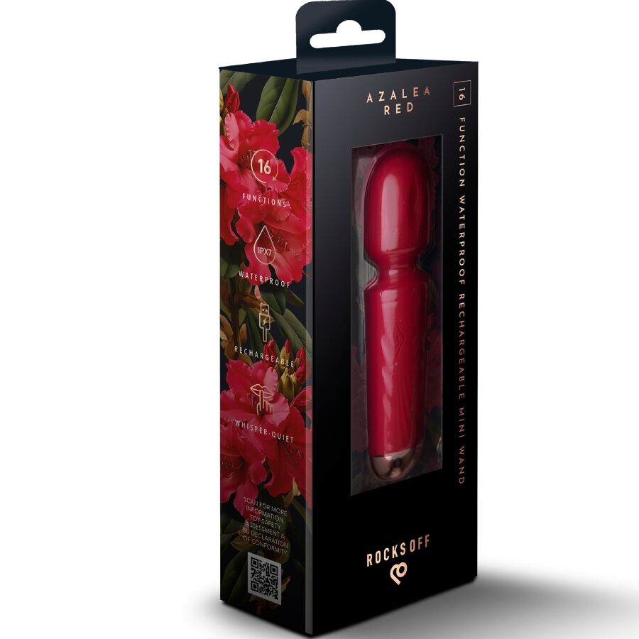 Rocks-Off - Mini Rechargeable Wand 16 Functions Azalea Red – Wand Vibrator