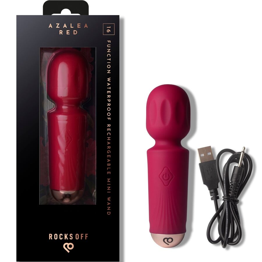Rocks-Off - Mini Rechargeable Wand 16 Functions Azalea Red – Wand Vibrator