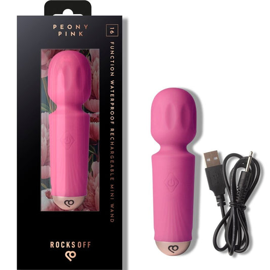 Rocks-Off - Mini Rechargeable Wand 16 Functions Peony Pink – Wand Vibrator