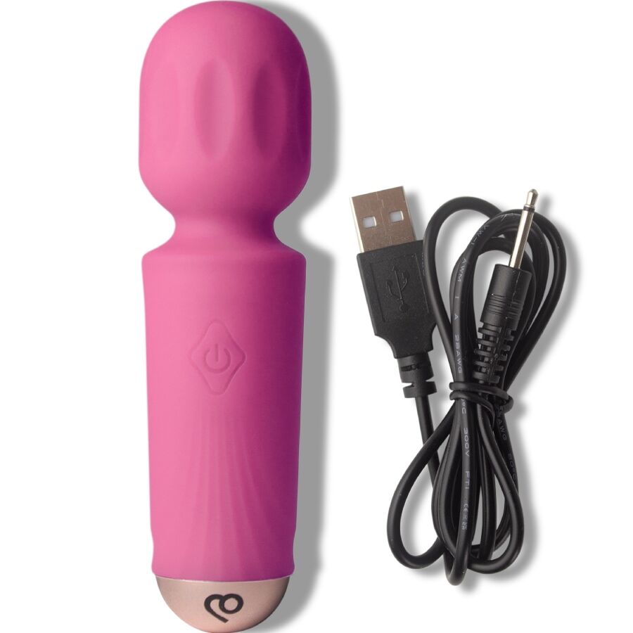 Rocks-Off - Mini Rechargeable Wand 16 Functions Peony Pink – Wand Vibrator