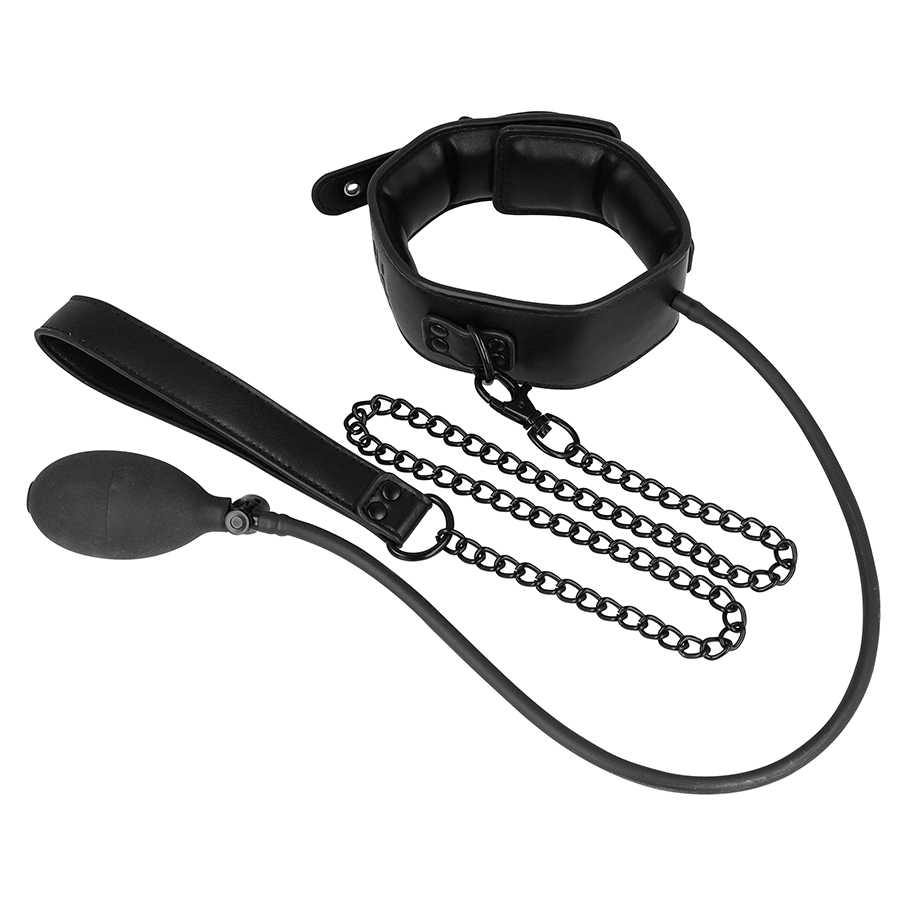 Fetish Submissive Bondage - Inflatable Strangling Collar with Chain – Bondage Gear