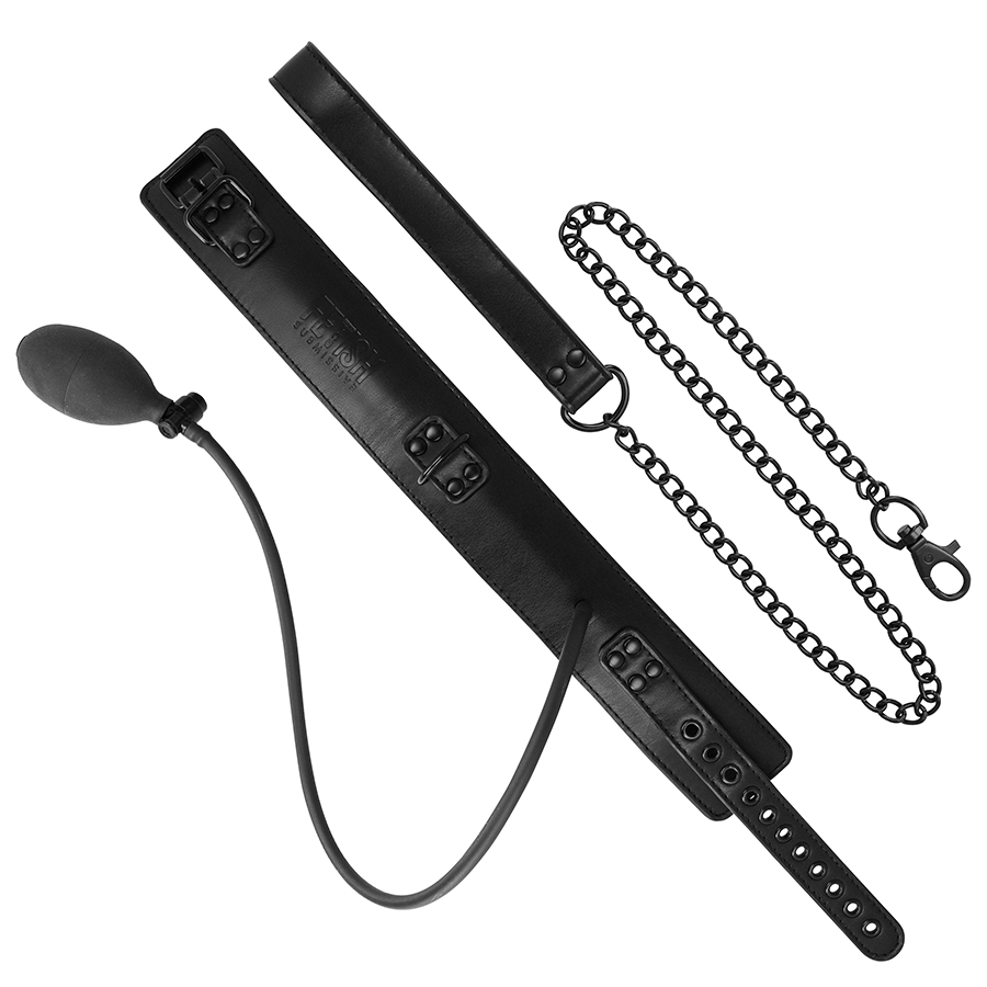 Fetish Submissive Bondage - Inflatable Strangling Collar with Chain – Bondage Gear