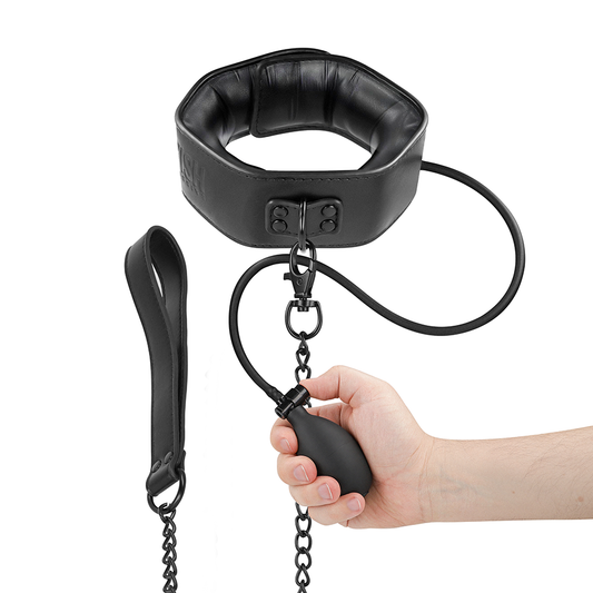 Fetish Submissive Bondage - Inflatable Strangling Collar with Chain – Bondage Gear