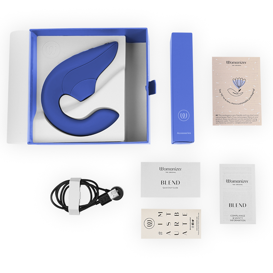 Womanizer - Blend Rabbit Vibrator Stimulator Vibrant Blue – G Spot Rabbit Vibrator