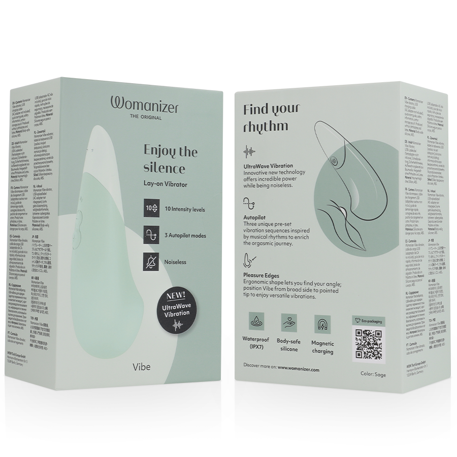 Womanizer - Vibe Lay-on Silent Vibrator Sage – Clitoral Vibrator