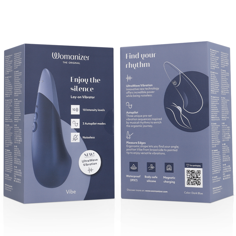 Womanizer - Vibe Lay-on Silent Vibrator Dark Blue – Clitoral Vibrator