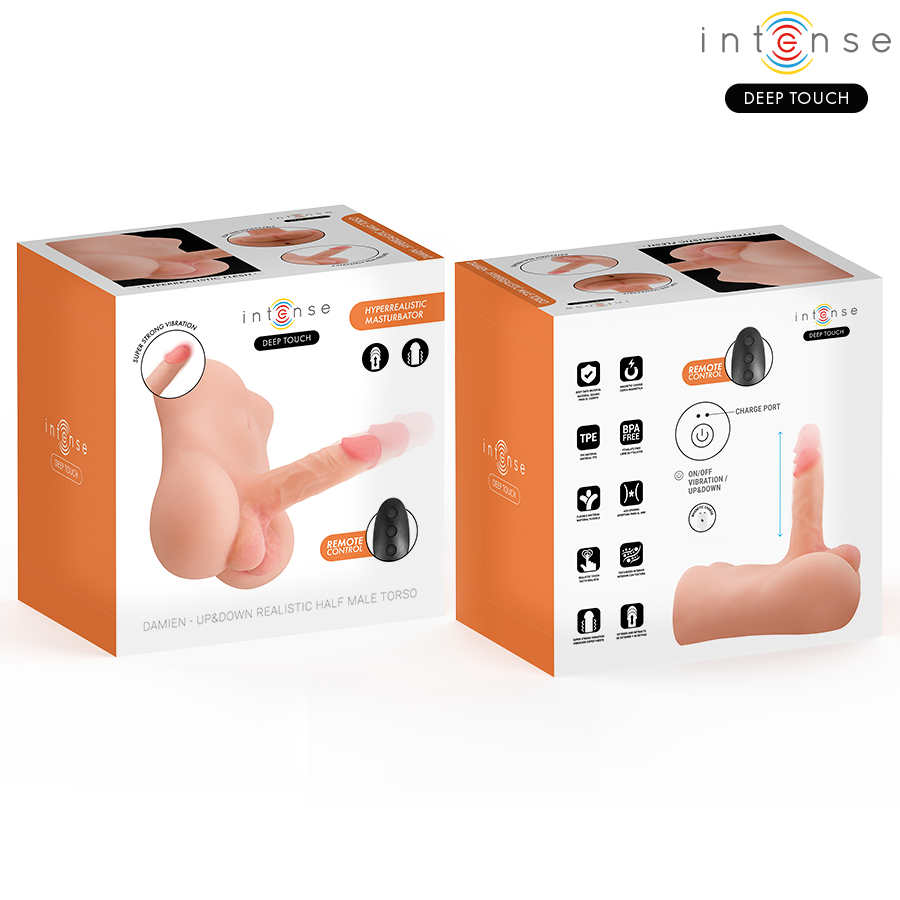 Intense Deep Touch - Damien Torso with Realistic Dildo with Pushing and Vibration Remote Control 3.5 kg – Remote Control Realistic Dildo