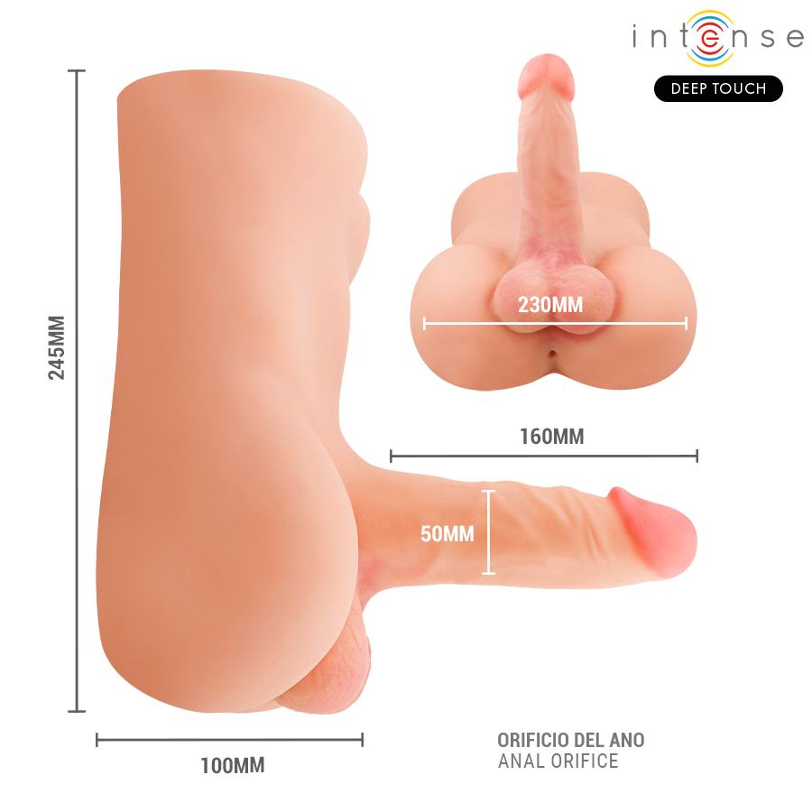 Intense Deep Touch - Damien Torso with Realistic Dildo with Pushing and Vibration Remote Control 3.5 kg – Remote Control Realistic Dildo