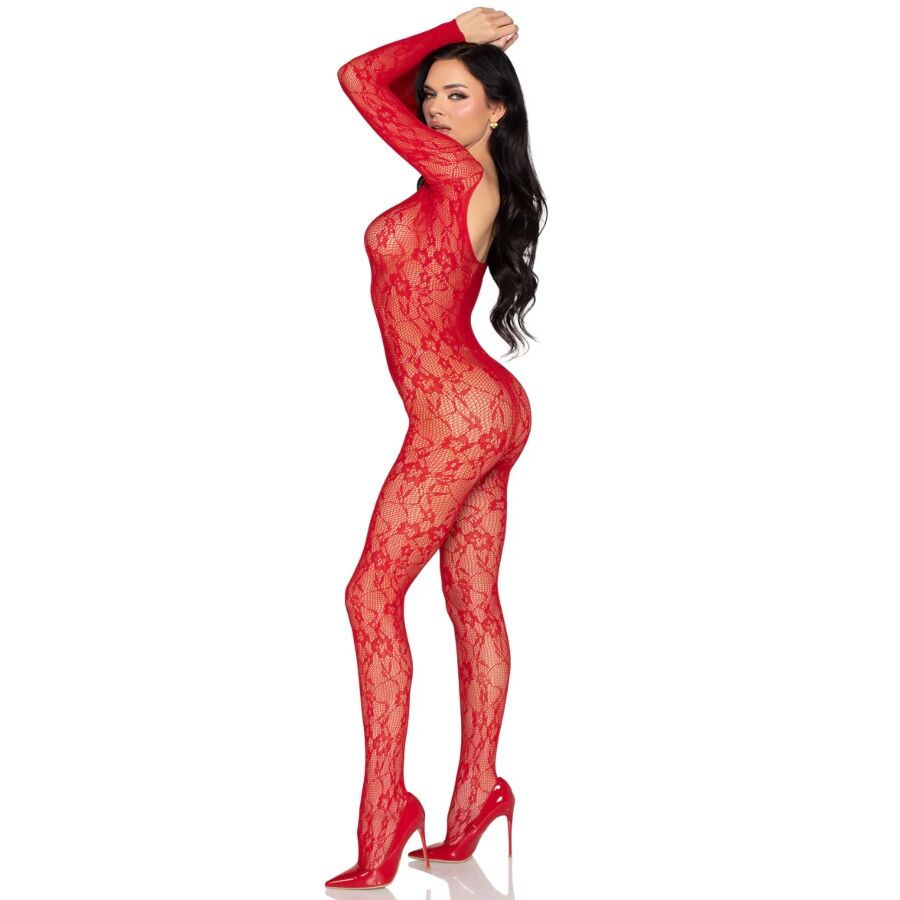 Leg Avenue - Lace Lingerie Bodystocking Red - One Size