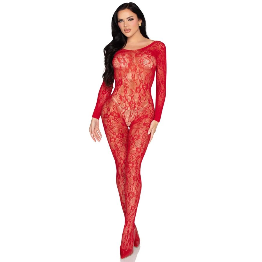 Leg Avenue - Lace Lingerie Bodystocking Red - One Size