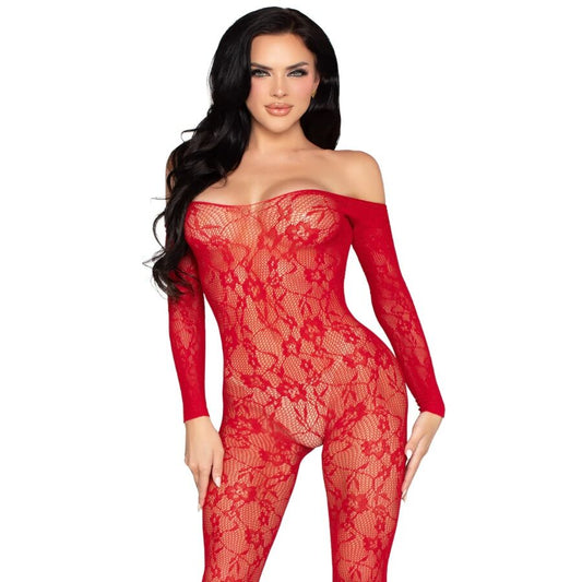 Leg Avenue - Lace Lingerie Bodystocking Red - One Size