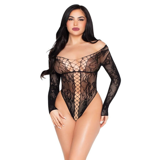 Leg Avenue - Net And Lace Teddy Black - One Size