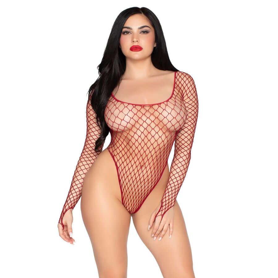 Leg Avenue - Red Fishnet Bodysuit - One Size – Bodystocking