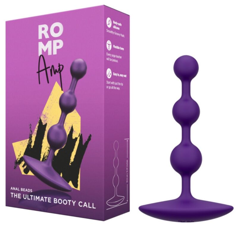 ROMP - Amp Purple Flexible Silicone Anal Beads 12.5 cm Purple – Graduated Anal Beads