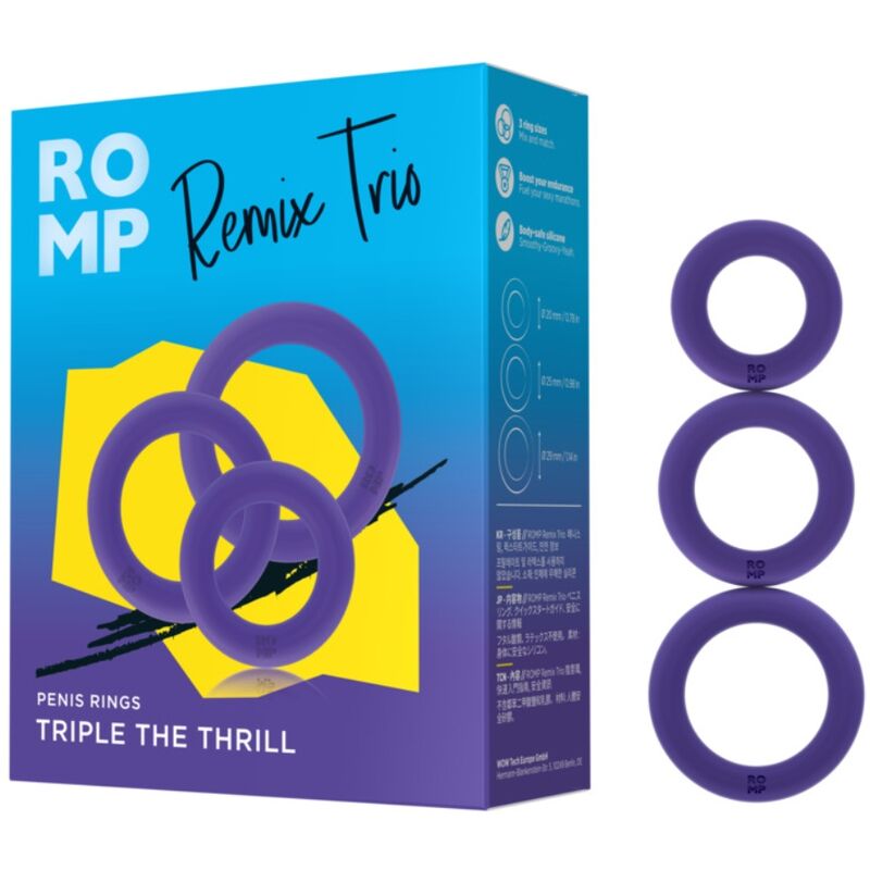 ROMP - Remix Trio Set of 3 Purple Silicone Penis Rings – Cock Ring