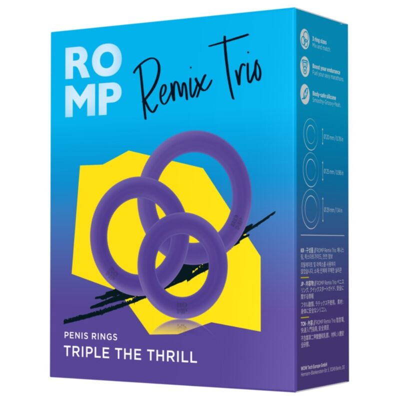ROMP - Remix Trio Set of 3 Purple Silicone Penis Rings – Cock Ring