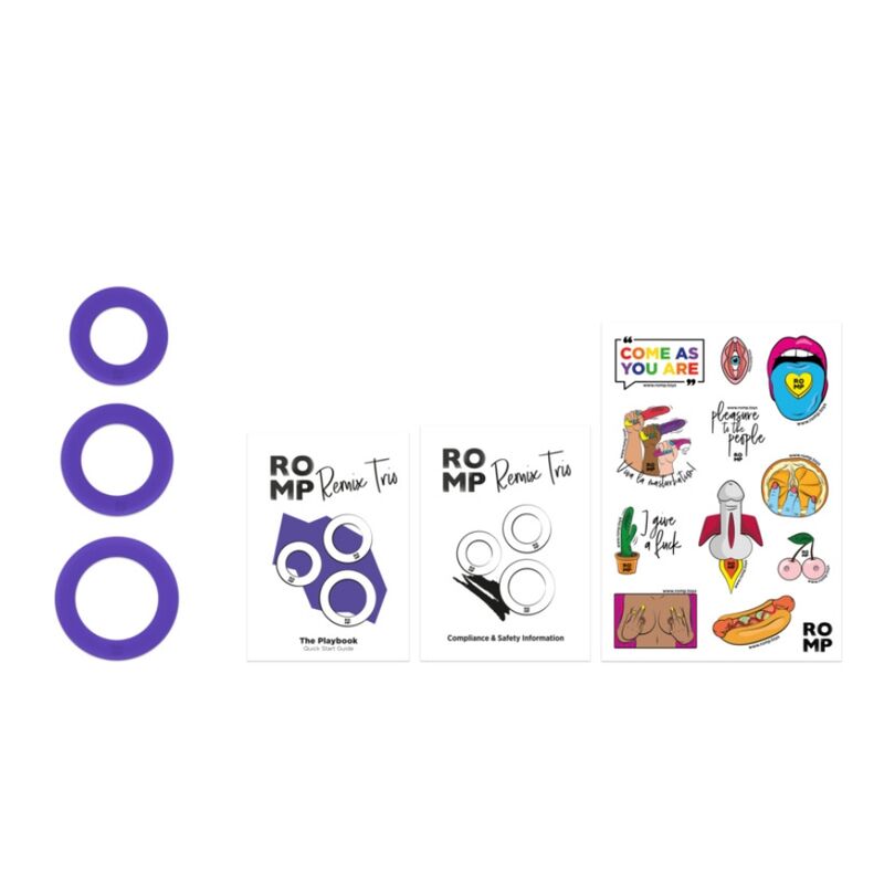 ROMP - Remix Trio Set of 3 Purple Silicone Penis Rings – Cock Ring