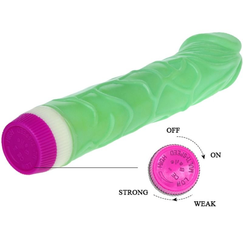 Baile - Waves of Pleasure Realistic Vibrating Dildo - 22.5 cm Green