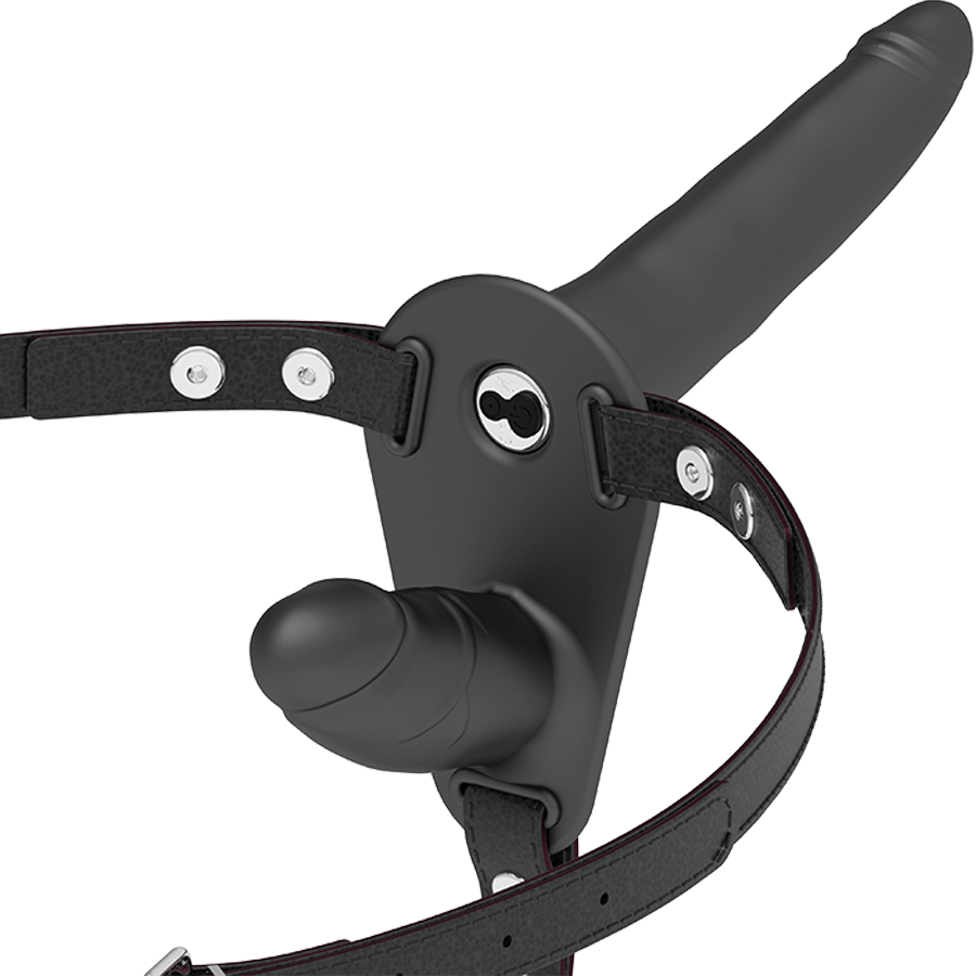 Fetish Submissive Harness - Double Penetration Vibrator Black