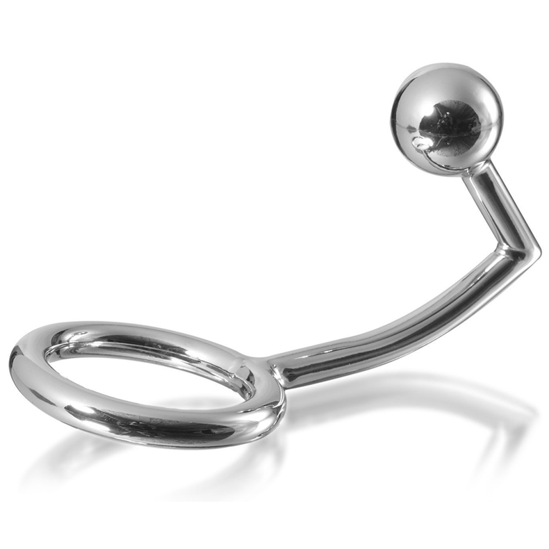 Metal Hard - Cock Ring with Anal Intruder Hook 45 mm