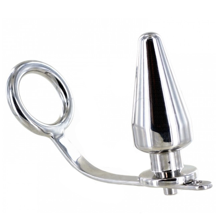 Metal Hard - Steel Ring with Anal Plug
