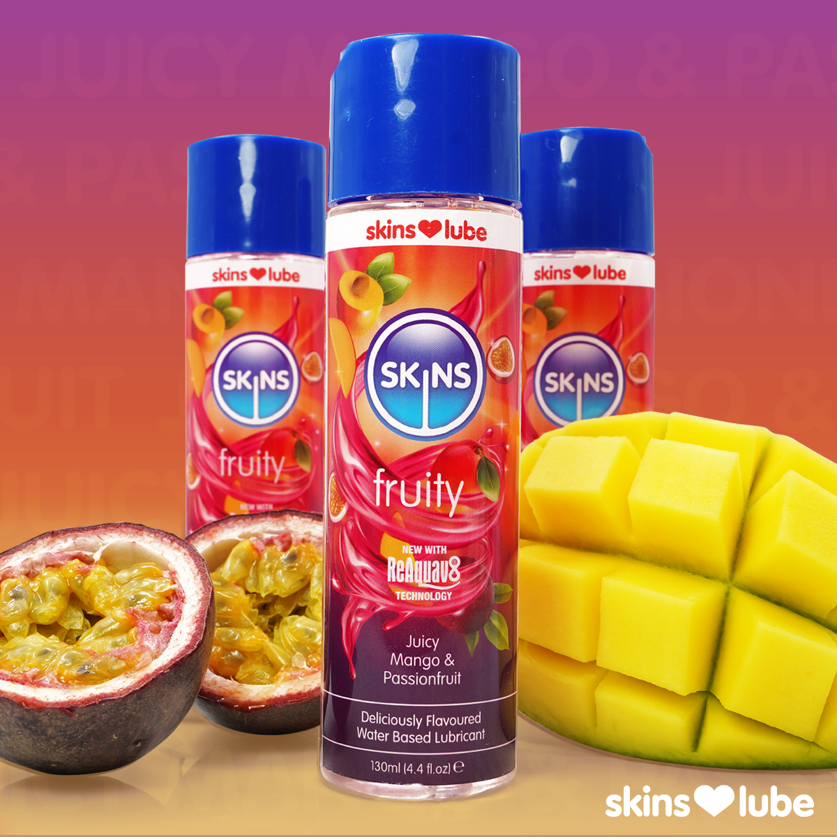Mango & Passionfruit Water Based Lubricant 4.4 fl oz (130ml) | Skins