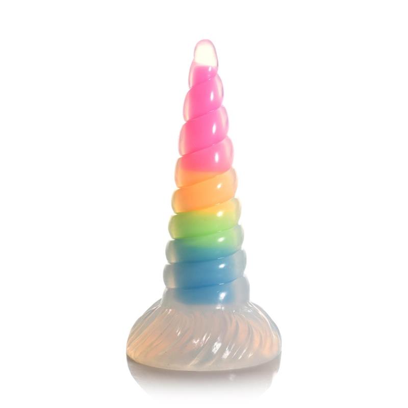XR Brands Luminescent Rainbow Silicone Dildo 7.7 Inch (19.6 cm) | Creature Cocks