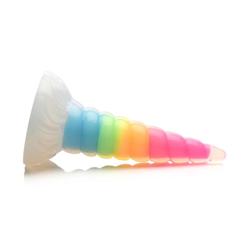 XR Brands Luminescent Rainbow Silicone Dildo 7.7 Inch (19.6 cm) | Creature Cocks