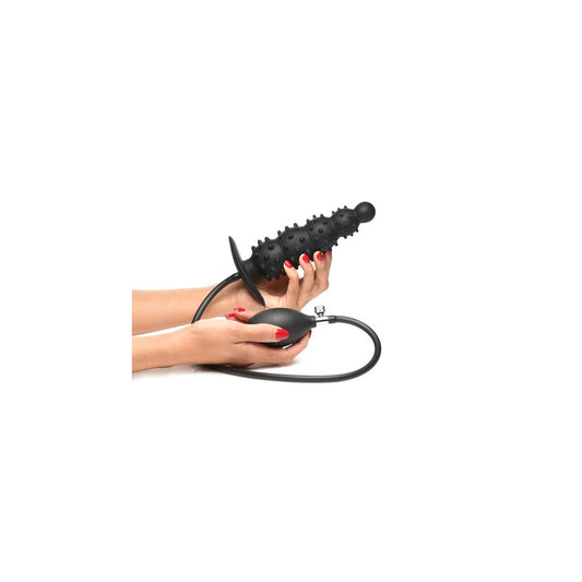 Master Series - Ribbed Inflatable Anal Plug - Black