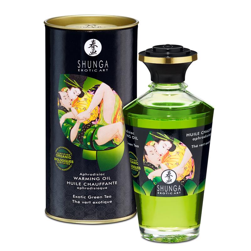 Organic Green Tea Heat Effect Massage Oil 100 Ml | Shunga