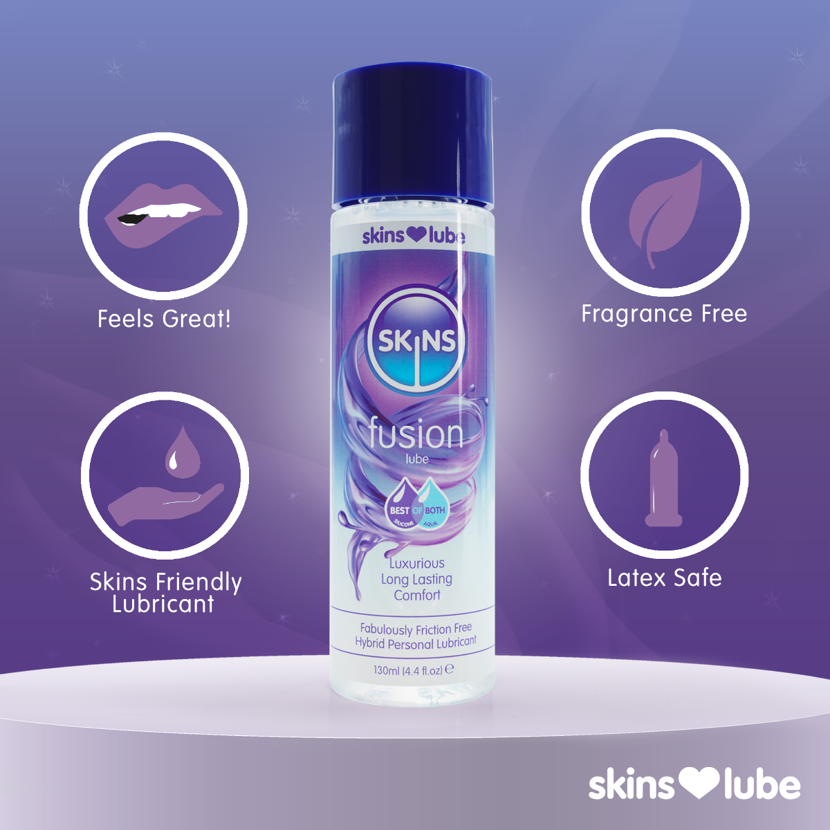 Fusion Hybrid Silicone and Water Based Lubricant 4.4 fl oz | Skins