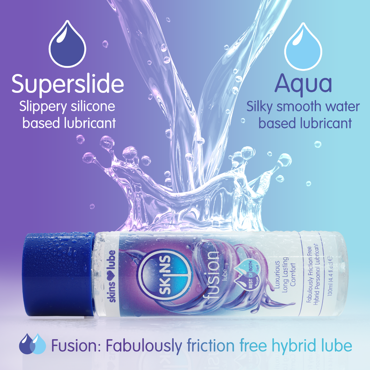 Fusion Hybrid Silicone and Water Based Lubricant 4.4 fl oz | Skins