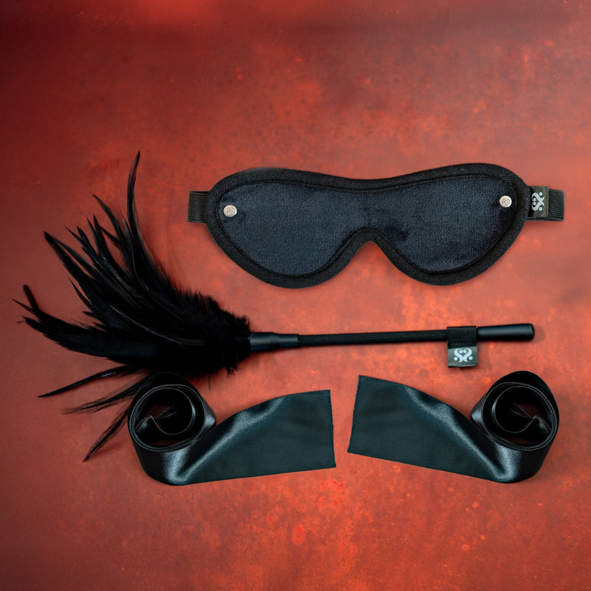 Strict Tease Ribbon Ties Blindfold and Tickler Kit | Sei Mio
