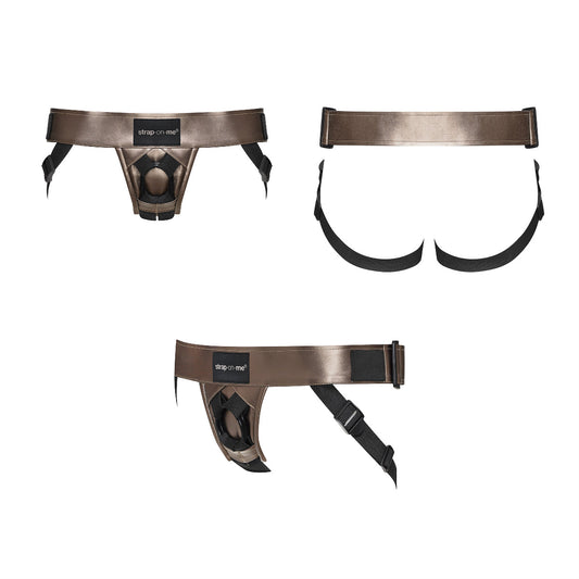 Leatherette Harness Curious Rose Gold Holographic | Strap On Me