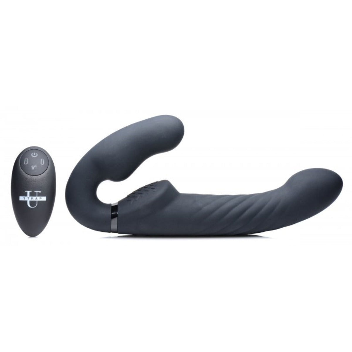 Swirl Vibrating Strapless Strap-On - Black - 11.4 cm